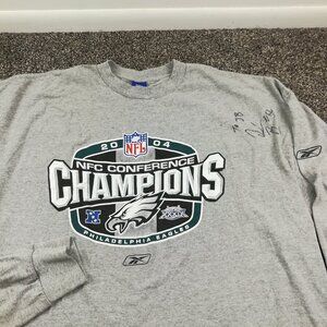 Vintage Philadelphia Eagles 2004 NFC Champs T-Shirt Reebok L/S Signed Mens 2XL